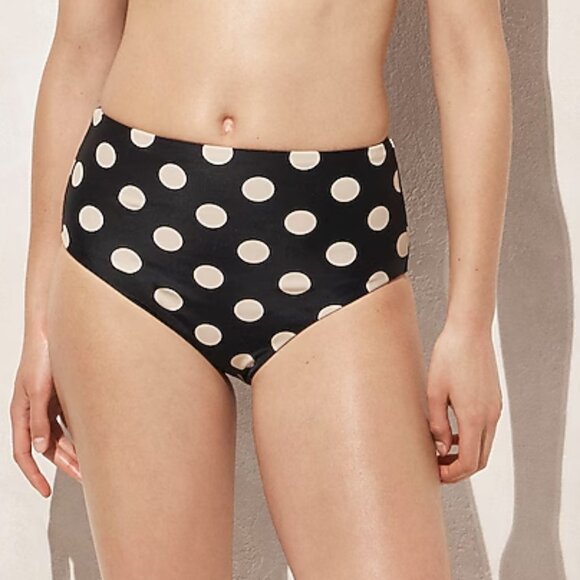 J. Crew Women's Hallie bikini bottom in dot-stripe print XS Black Dot - Picture 1 of 7